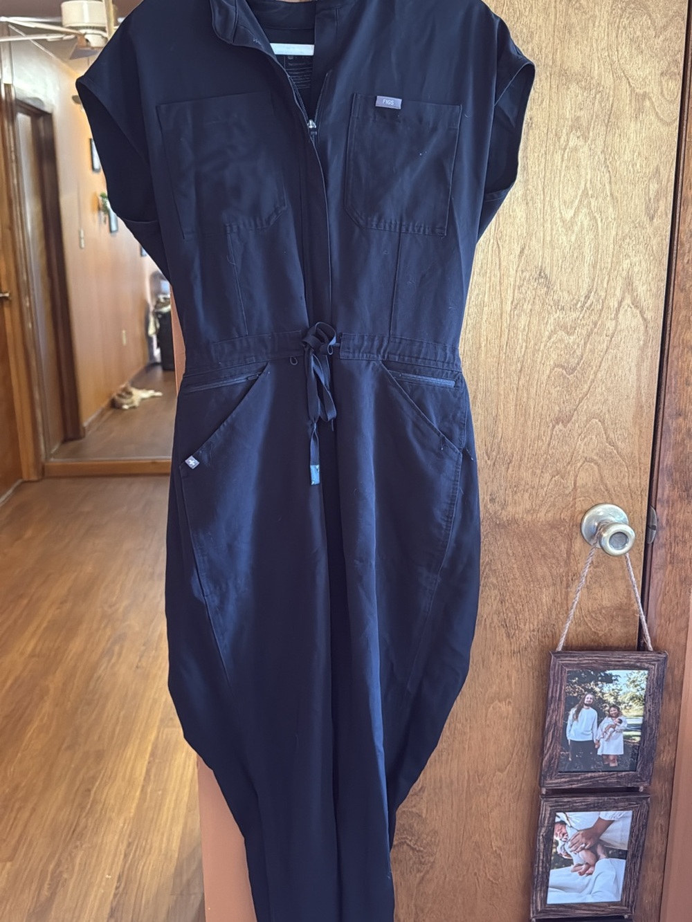 Figs Black Jumpsuit with Front Zip